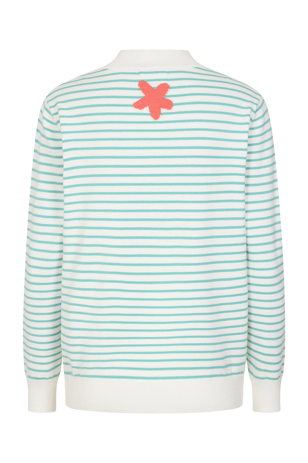 Buy Online Petula Pullover Alice Collins -  Striped sweater with a red flower design on the back against a white background