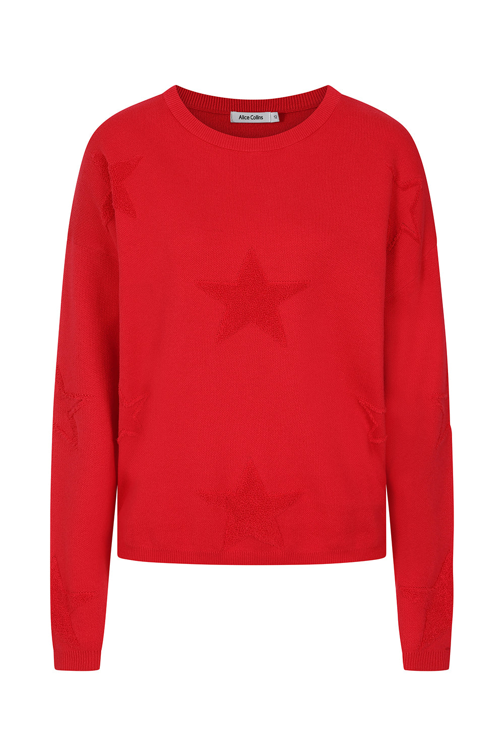 Buy Online Mimi Pullover Alice Collins -  Red long-sleeve shirt with a star design on a white background