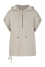 Buy Online Maeve Sleeveless Hoodie Alice Collins - Beige hoodie with a zipper on a white background