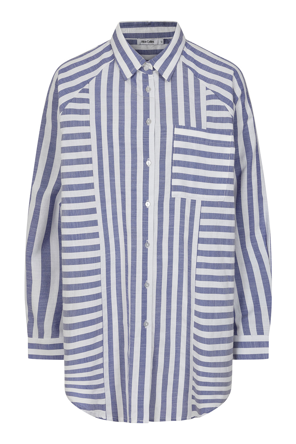 Buy Online Alison Shirt   Blue and white striped shirt on a white background - Alice Collins
