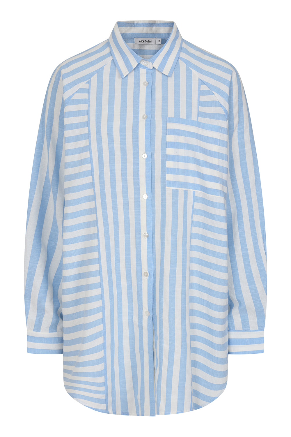 Buy Online Alison Shirt Blue and white striped shirt on a white background