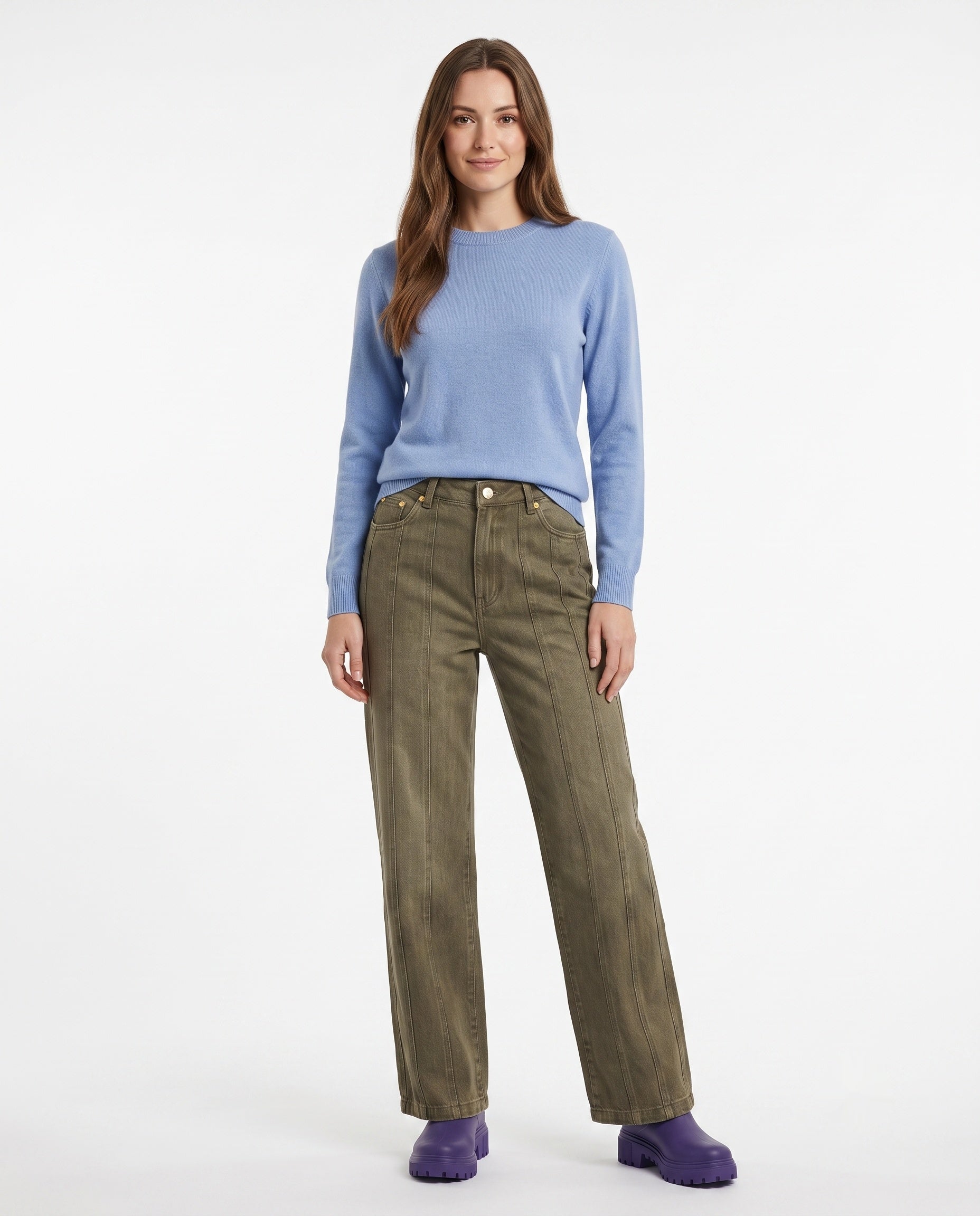Wool Blended Crew Neck Pullover